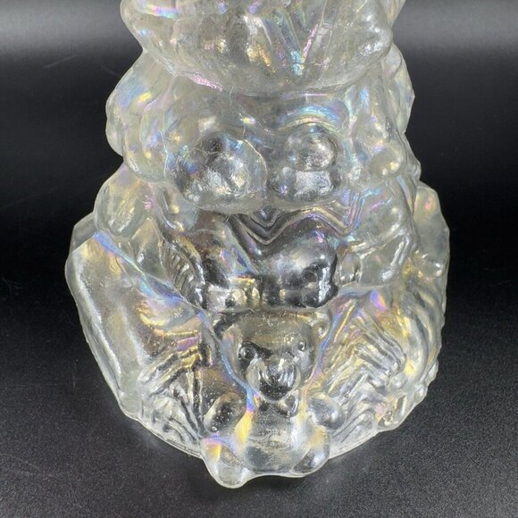 Vintage 1980s White Iridescent Glass Christmas Tree Hollow Figurine Decor VTG - Picture 4 of 12